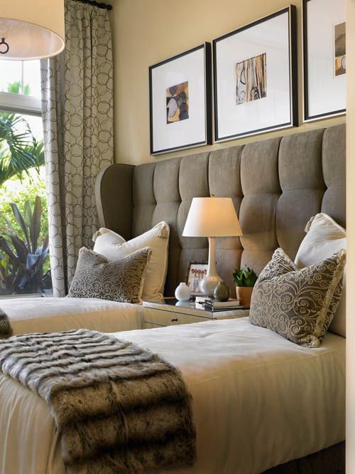 One Headboard for Two Beds - Interior Walls Designs Blog