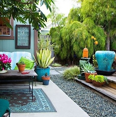 Terrace area with color