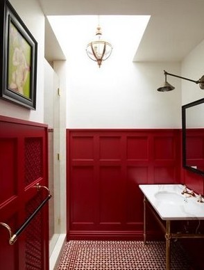 Red bathroom walls - Interior Walls Designs